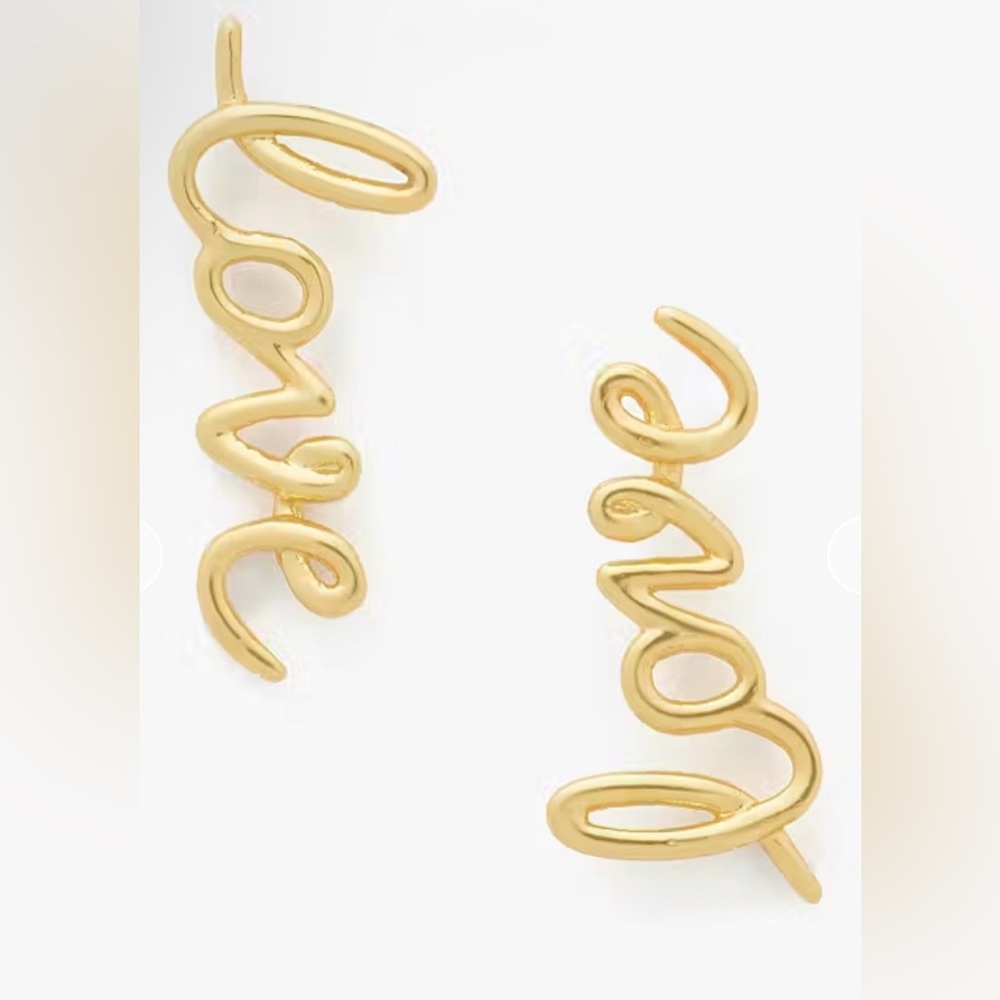 Kate Spade Gold Love Script Earrings